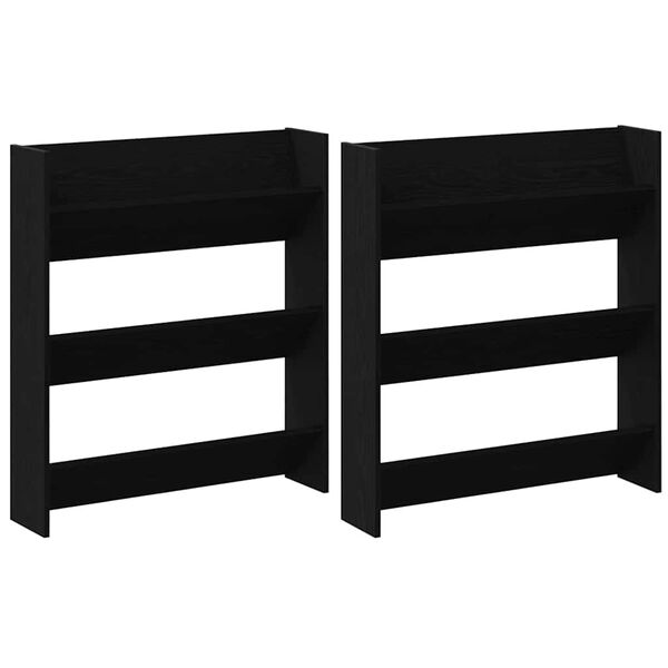 vidaXL Kinga kapp riiuliga 2 pcs Must tamm 85 x 18 x 90 cm Tehispuit