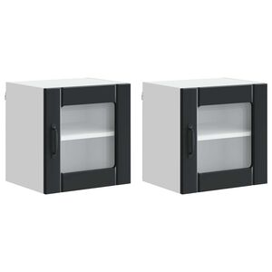 vidaXL Seinaklaasikapp LUCCA 2 pcs Must 40 x 31 x 40 cm Tehispuit