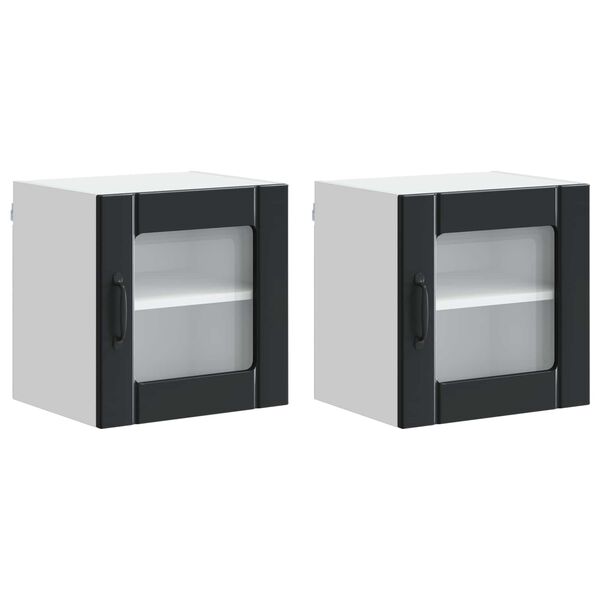 vidaXL K&ouml;&ouml;gikapp 2 pcs Must 40 x 31 x 40 cm Tehispuit