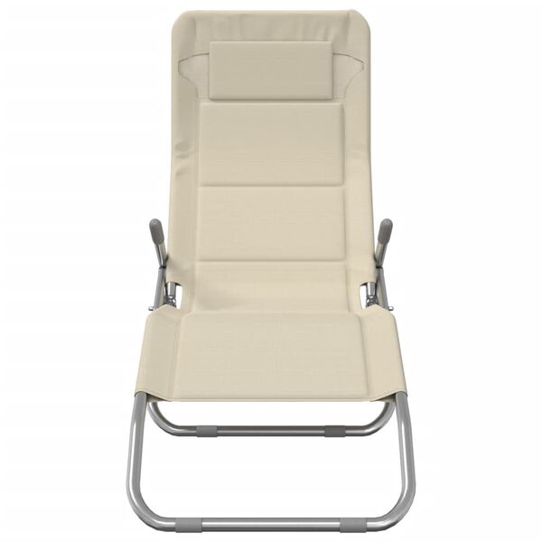 vidaXL kokkupandavad p&auml;evitustoolid 2 tk, kreemjas, tekstileen/teras