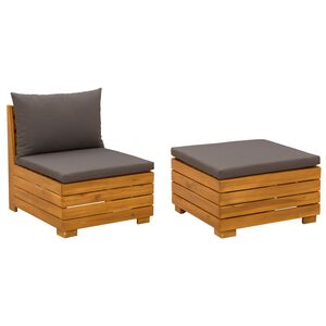vidaXL Aia lounge komplekt padjaga 2 T&uuml;kk Pruun Tugev akatsiapuu