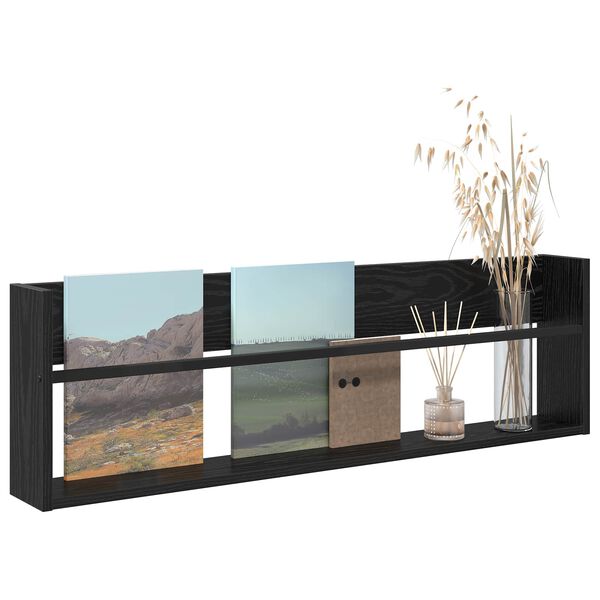 vidaXL Ajakirja riiul riiuliga Must tamm 100 x 12 x 30 cm Tehispuit