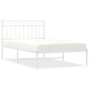 vidaXL metallist voodiraam peatsiga, valge, 107x203 cm