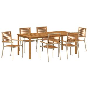 vidaXL Aia s&ouml;&ouml;gilaudade komplekt 7 pcs Beež Tugev akatsiapuu