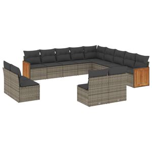 vidaXL 13-osaline aiadiivani komplekt patjadega, hall, pol&uuml;rotang