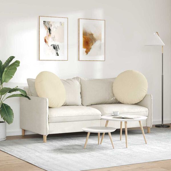 vidaXL Istumispatjad 2 pcs cream &Oslash;80 x 29 cm kangas