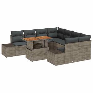 vidaXL Aia s&ouml;&ouml;gilaudade komplekt padjaga 9 pcs Hall ja pruun