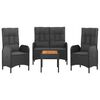 vidaXL 4-osaline aiamööbli komplekt patjadega, must, polürotang