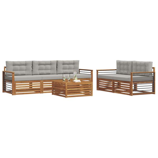 vidaXL V&auml;li diivanikomplekt padjaga 6 pcs Looduslik ja Hele Hall