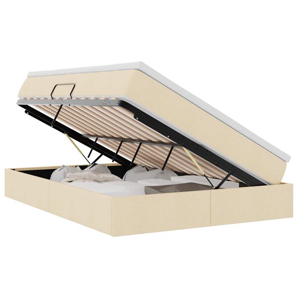 vidaXL Voodi hoiukohaga ja madratsiga cream 140 x 200 cm Pol&uuml;ester