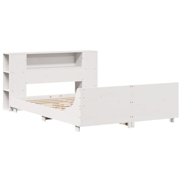 vidaXL voodiraam ilma madratsita, valge, 120 x 190 cm, männipuit