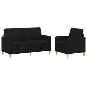 vidaXL Diivanikomplekt koos hoiustamisega 2 pcs Must Pol&uuml;ester
