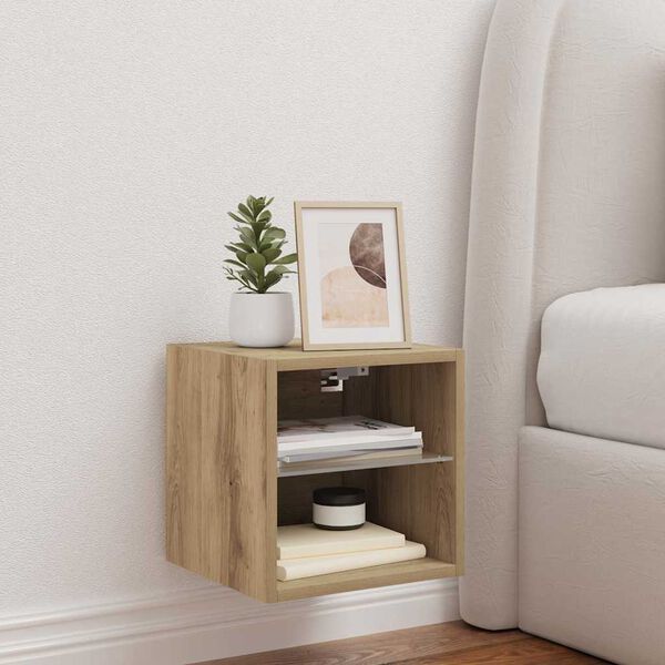 vidaXL TV seinakapp LED-valgustitega Artisan tamm 30x28,5x30 cm