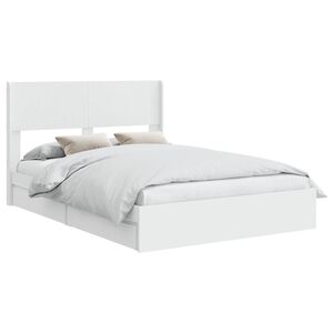 vidaXL Voode raami koos hoiuruumi ja peatoega Valge 160 x 200 cm