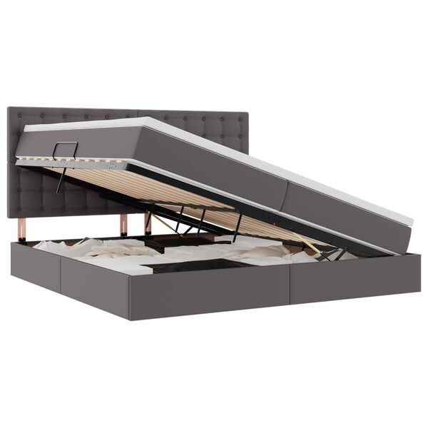 vidaXL Laos voodi madratsiga peaga Hall 200 x 200 cm Kunstnahk