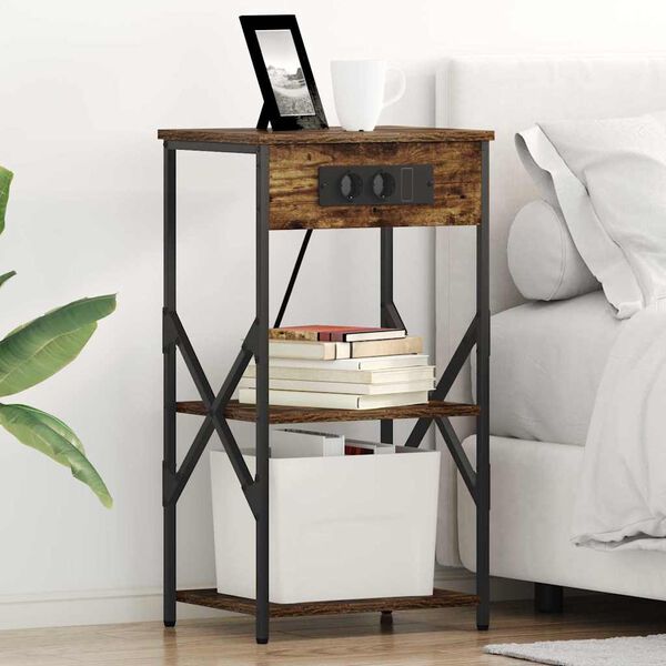 vidaXL &Ouml;&ouml;lambi kapp Suitsetatud tamm 41 x 31 x 76 cm Tehispuit