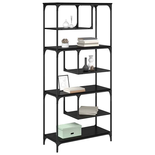 vidaXL Raamatukapp Must tamm 81 x 36 x 176 cm Tehispuit