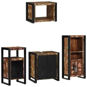 vidaXL Vannitoa m&ouml;&ouml;bleset sahtliga riiuliga 4 pcs Tugev taastatud puit