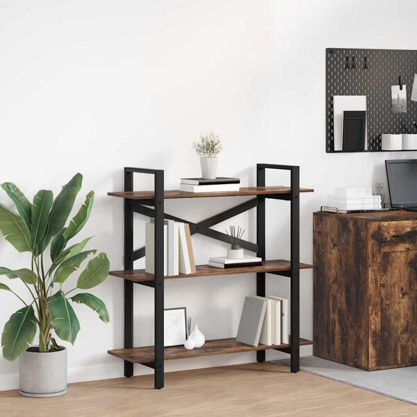 vidaXL Raamatukapp Suitsetatud tamm 100 x 33,5 x 102 cm Tehispuit