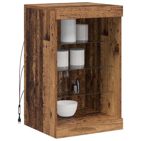 vidaXL LED Kummuti Vana puit 41 x 37 x 67 cm Tehispuit