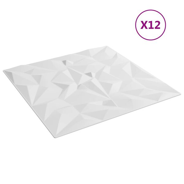 vidaXL Seinapaneelid 12 pcs Valge 50 x 50 cm XPS Vaht