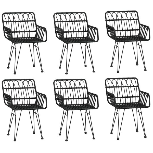 vidaXL 7-osaline aiamööblikomplekt, must, polürotang