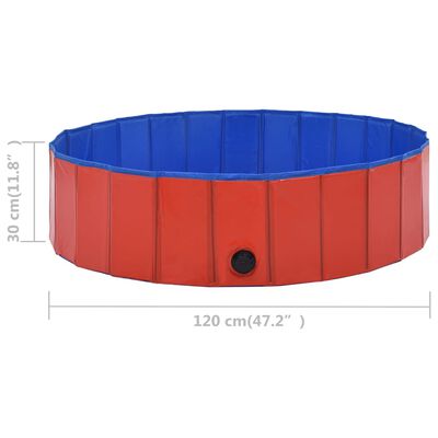 vidaXL kokkupandav koertebassein, punane, 120 x 30 cm, PVC