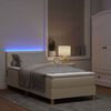 vidaXL LED Box Spring Voodi madratsiga LEDiga cream 90 x 190 cm kangas