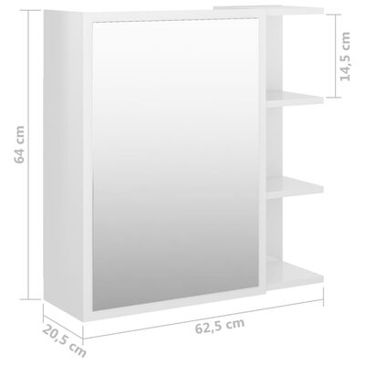 vidaXL peeglikapp kõrgläikega valge 62,5x20,5x64 cm puitlaastplaat