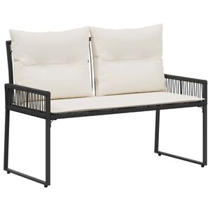 vidaXL V&auml;libank padjaga 4 pcs Must ja kreemvalge pol&uuml;rotang