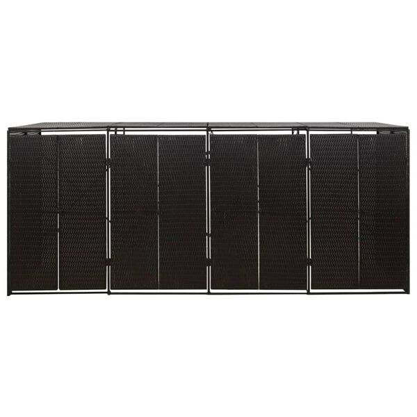 vidaXL nelja prügikasti kuur, must, 274 x 80 x 117 cm, polürotang