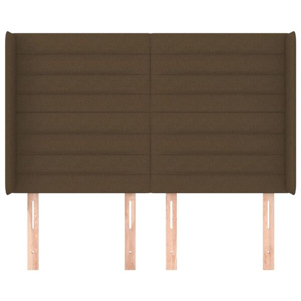 vidaXL voodipeats servadega, tumepruun, 147x16x118/128 cm, kangas