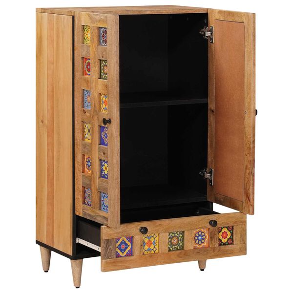 vidaXL K&otilde;rgushein uksega Neutraalne 60 x 33,5 x 100 cm Tugev mango puu