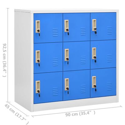 vidaXL lukustatav hoiukapp, helehall ja sinine, 90x45x92,5 cm, teras