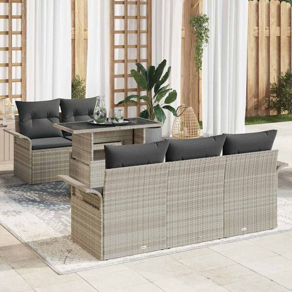 vidaXL Aia Diivanikomplekt padjaga 6 pcs Helehall Polü Rattan