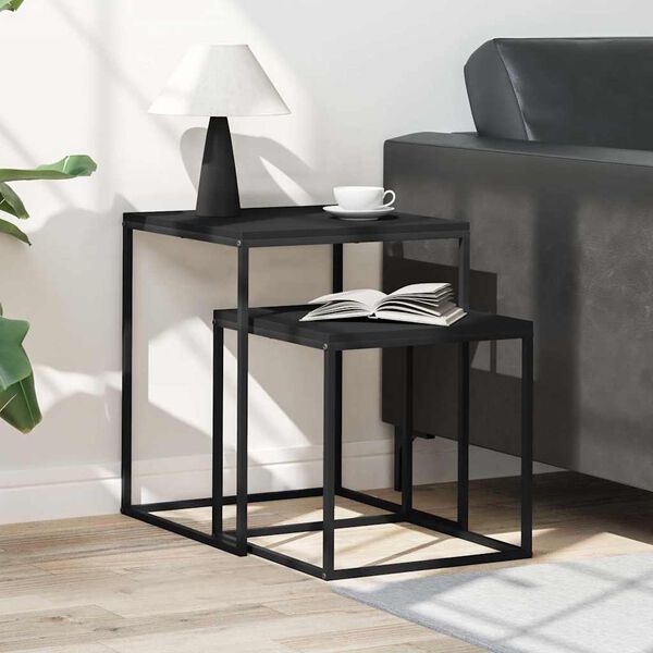 vidaXL kohvilaua komplekt 2 tk, tehispuit ja metall