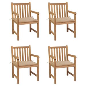 vidaXL aiatoolid, 4 tk, beežide istmepatjadega, tiikpuu