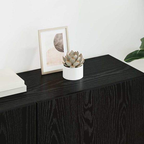 vidaXL Teleri seinakapp Seinale kinnitatav 5 pcs Must tamm Tehispuit