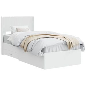 vidaXL Voode raami koos hoiuruumi ja peatoega Valge 90 x 190 cm