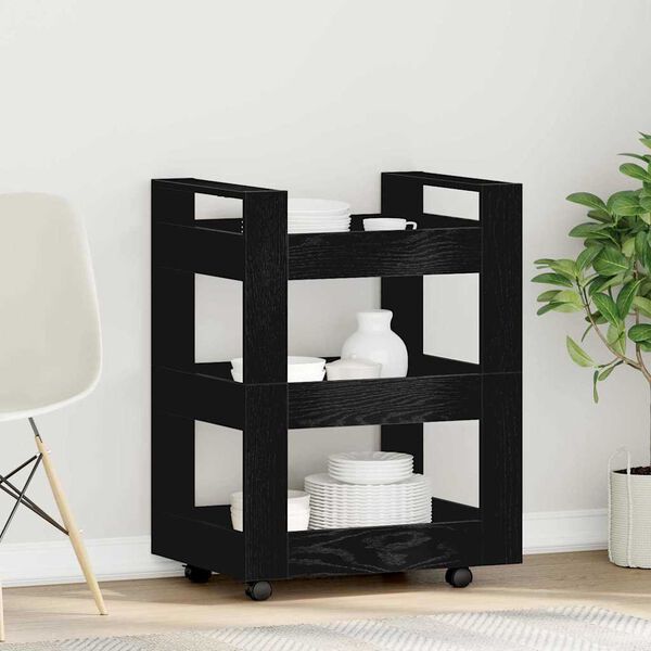 vidaXL Köögikäru Must tamm 60 x 45 x 80 cm Tehispuit