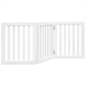 vidaXL kokkupandav koerav&auml;rav, 3 paneeli, valge, 150 cm, paplipuit