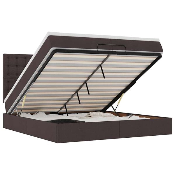vidaXL Ottomani voodiraam madratsitega, tumepruun, 200x200cm, kangas