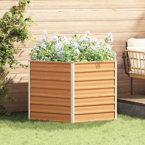 vidaXL T&otilde;stetud Aiapeenar Helepruun 129 x 129 x 77 cm Tsinkteras