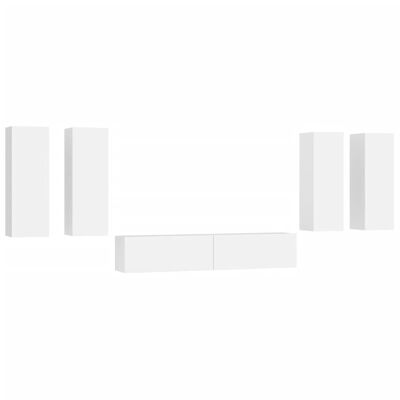 vidaXL 6-osaline telerikappide komplekt, valge, tehispuit
