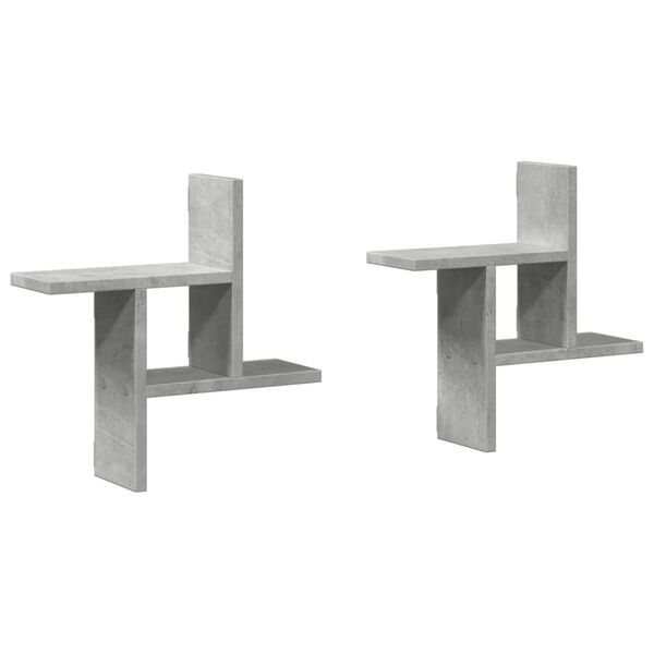 vidaXL seinariiulid 2 tk, betoonhall, 38x12x38 cm, tehispuit