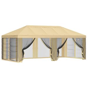 vidaXL Gazebo katte k&uuml;lgseinadega 6 x 3 m Kreemjas Pol&uuml;ester 190
