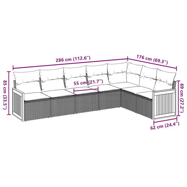 vidaXL 7-osaline aiadiivani komplekt patjadega, beež, pol&uuml;rotang