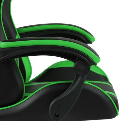 vidaXL võidusõidutool jalatoega, must ja roheline, kunstnahk