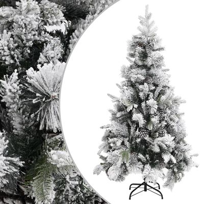 vidaXL jõulukuusk lume ja käbidega, 225 cm, PVC&PE