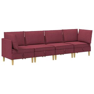 vidaXL Modulaarne diivanisari koos ladustamisega 4 pcs Veinpunane